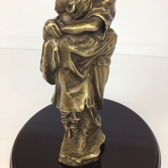 Brass Christian statue of Mother & Child on base - Picture 5 of 13